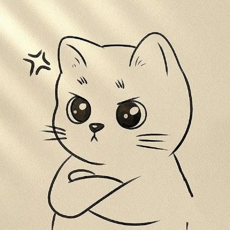 生气猫咪简笔画‖(26)       临摹