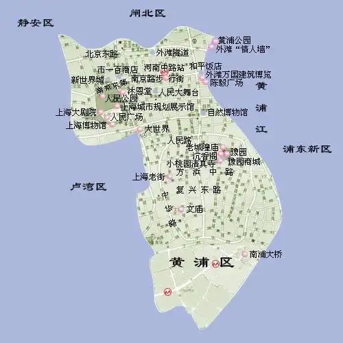 上海市旅游景点分布图_上海市内旅游景点