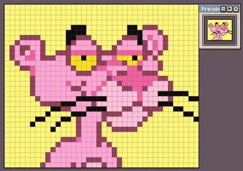 粉红豹像素画网格画可爱简单图案