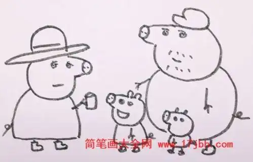 简笔画猪爷爷猪奶奶