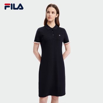 fila斐乐官方女子连衣裙2023夏季polo编织裙