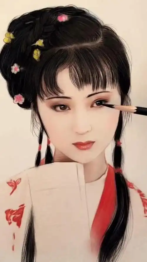 手绘林黛玉,举止言谈不俗,却有一段自然的风流态度