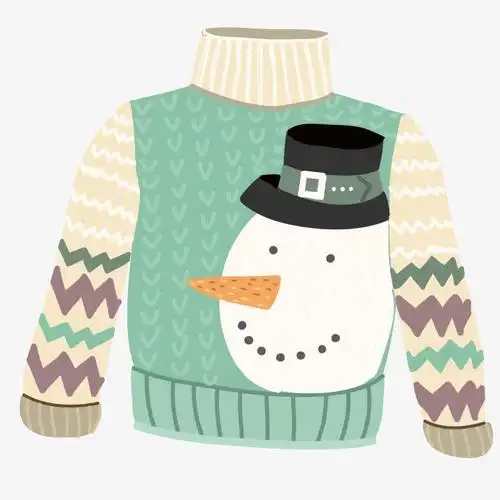 卡通雪人图案毛衣