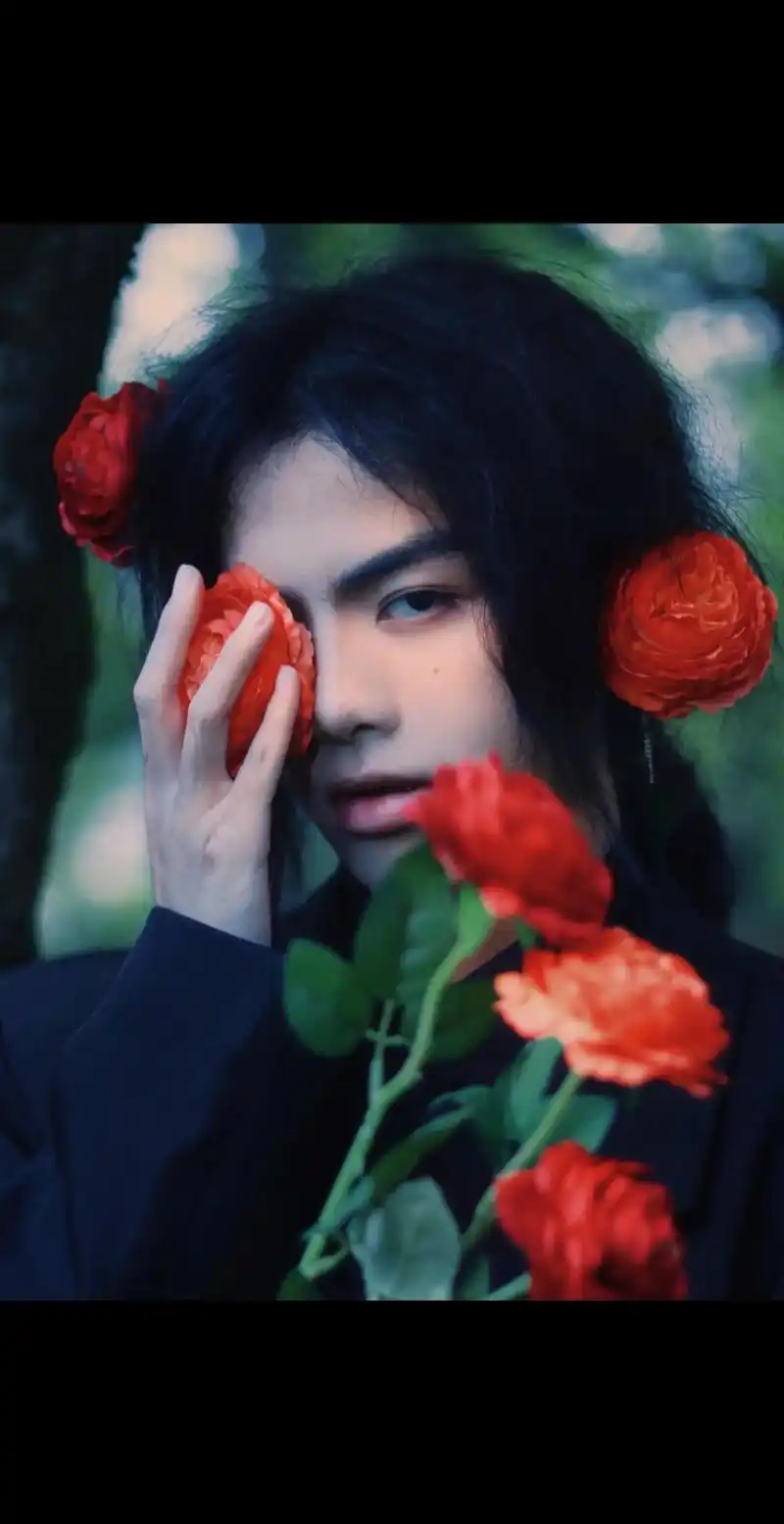 假玫瑰才不愿意凋谢#清冷感 #长发男 #电影感 - 抖音