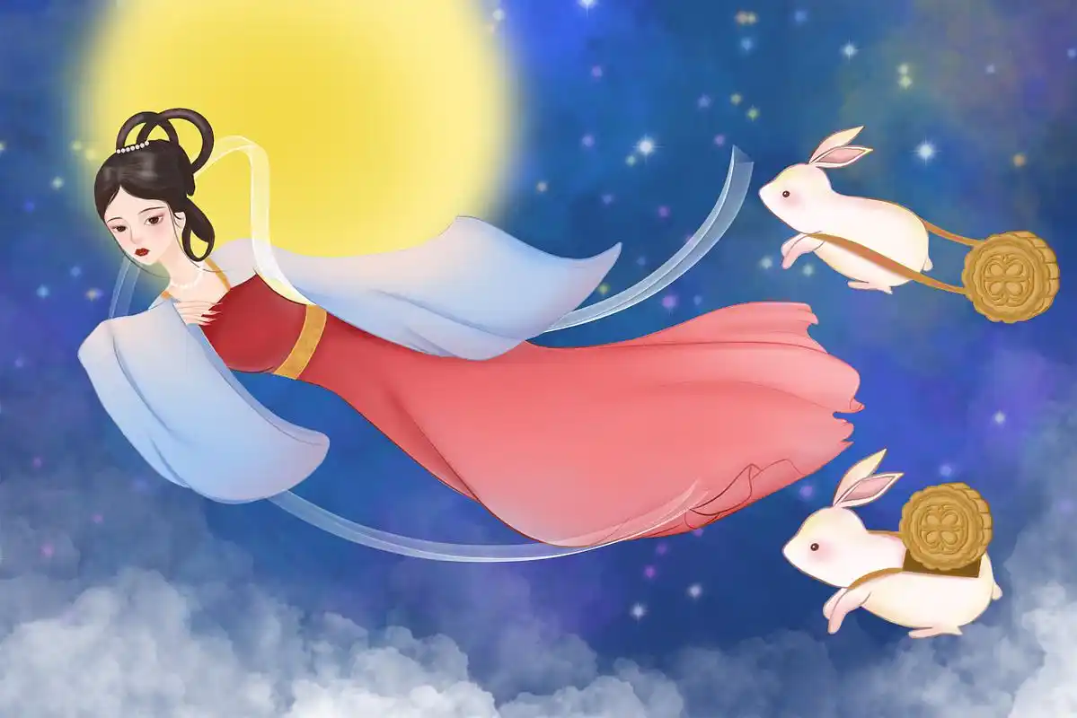 中式手绘嫦娥奔月