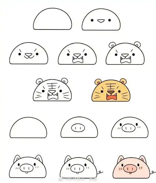 【简笔画】用半个圆可以画出什么样的动物,给孩子码住画画素材吧.