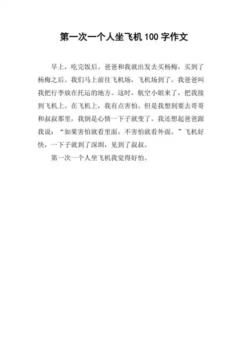 第一次一个人坐飞机100字作文