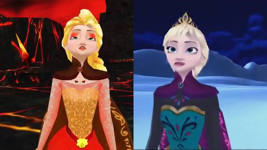 火焰女王vs冰雪女王,艾莎的2种魔法对比,哪种更霸气?