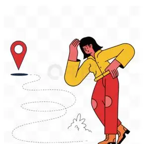 卡通女孩旅游目的地定位