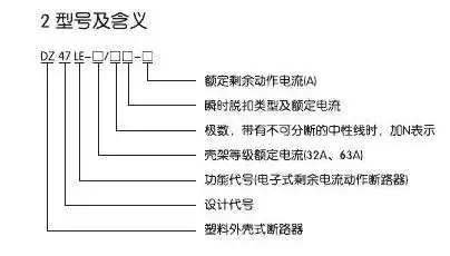 如上图,德力西dz47le c40空气开关字母和数字代表的意思如下