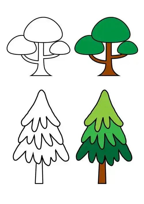 树简笔画 树简笔画彩色