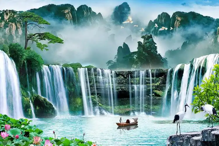 无缝壁画,山水画,国画