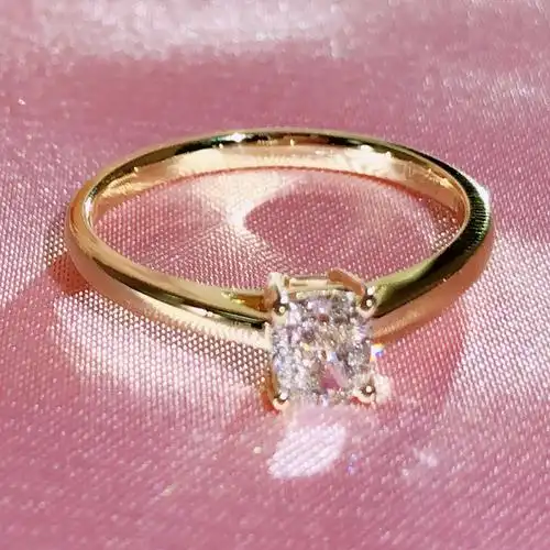 钻石18k50分垫形钻戒正品gia定制1克拉方形手饰