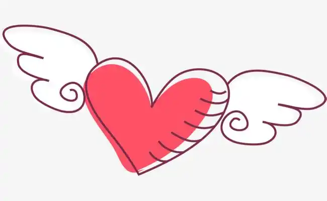 情人节爱心翅膀卡通手绘可爱粉色