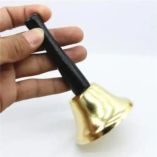 外贸供应手摇铃铛 金属65mm叫餐铃叮当铃上菜铃铛早教铃下课铃