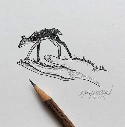 一组黑白插画作品~ 【插画师:sam larson】