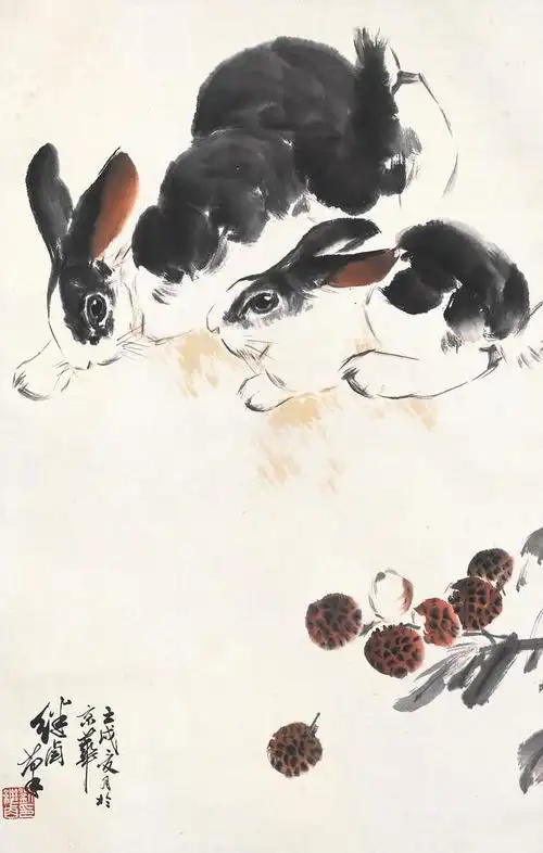 这是我见过国画中最可爱的兔子了!