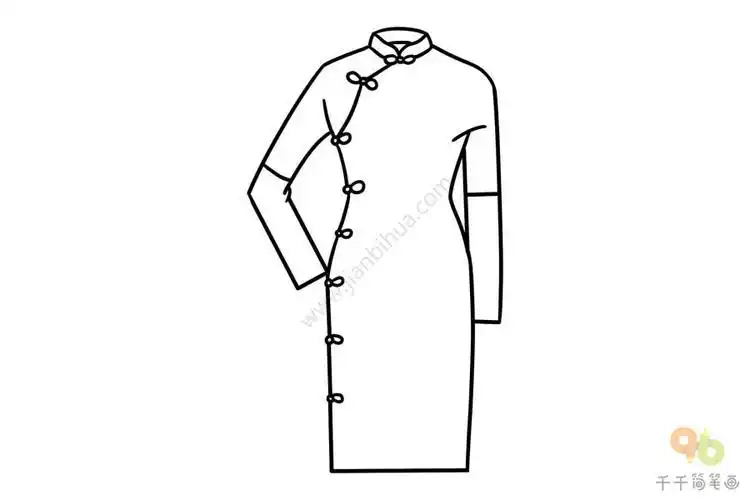 民国女子旗袍简笔画步骤