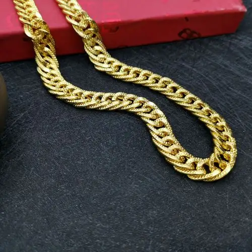 厂家直销跑江湖地摊高仿越南土豪金男士18k镀金锌合金沙金项链