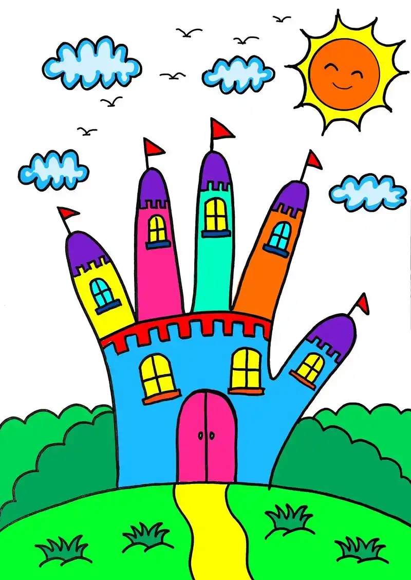 伸出你的小手,画一座漂亮的城堡吧!#简笔画 #儿 - 抖音