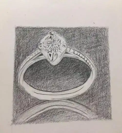 第二幅,还是一幅素描的戒指,它是画友冰的作品,大家一起来点评点评.