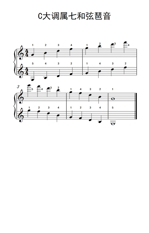 c大调属七和弦琶音儿童钢琴练习曲