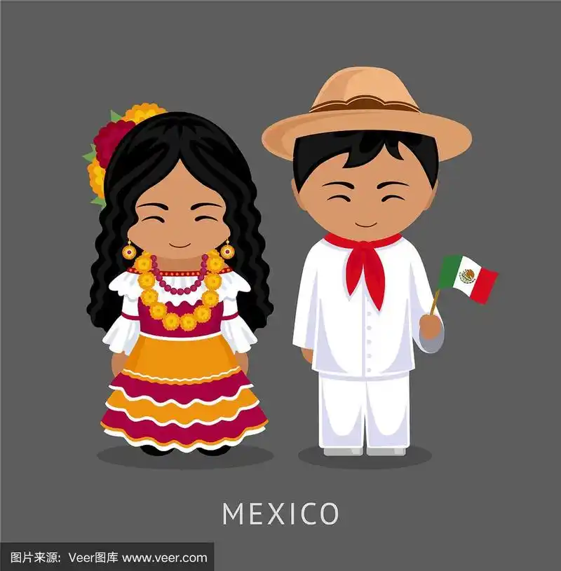 墨西哥人穿着国旗服装
