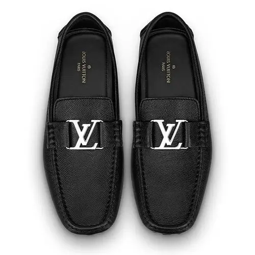 路易威登lv男鞋monte carlo便鞋小牛皮黑色男士lv平底鞋豆豆鞋1a3k2n