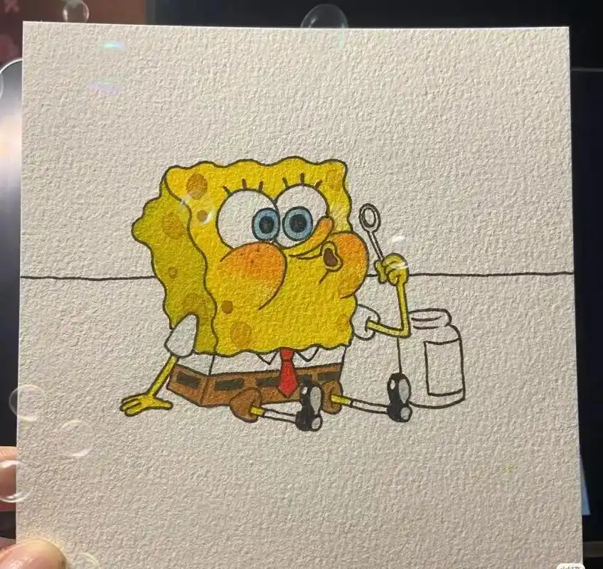 海绵宝宝手绘过程图 一起来吹泡泡吖#海绵宝宝  - 抖音