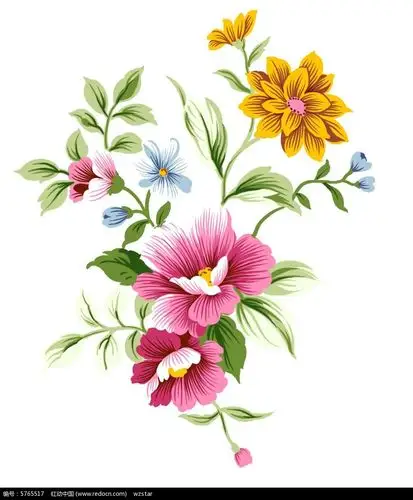 手绘鲜艳彩色花朵花纹psd素材