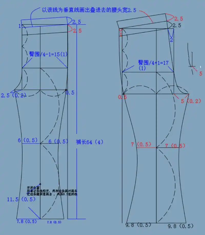 女童喇叭裤裁剪图 ◇必须用带弹力的布料来做,因为这个版型是修身的