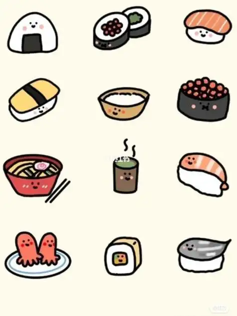 每日一画041简笔画各种寿司简笔画寿司卡通手帐简笔画教程|03日式寿司