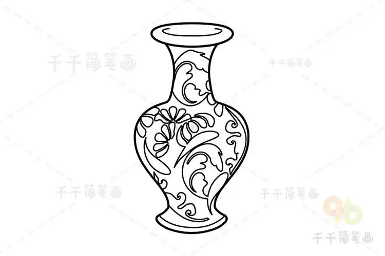 青花瓷简笔画儿童画