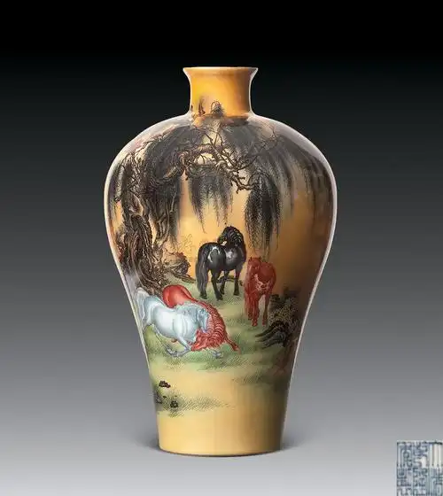 郎世宁款八骏图瓶】拍卖品_图片_价格_鉴赏_清代其它彩釉瓷器_雅昌