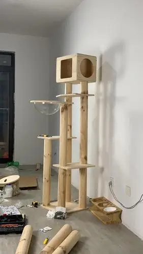 讨论头铁准备自制实木猫爬架更新已经做完一半