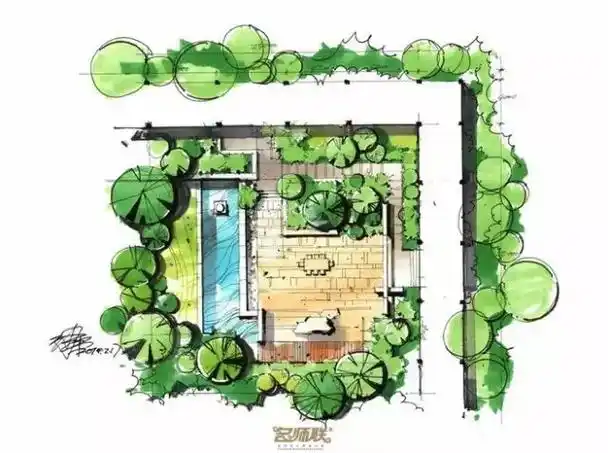 100款园林庭院手绘彩色平面图