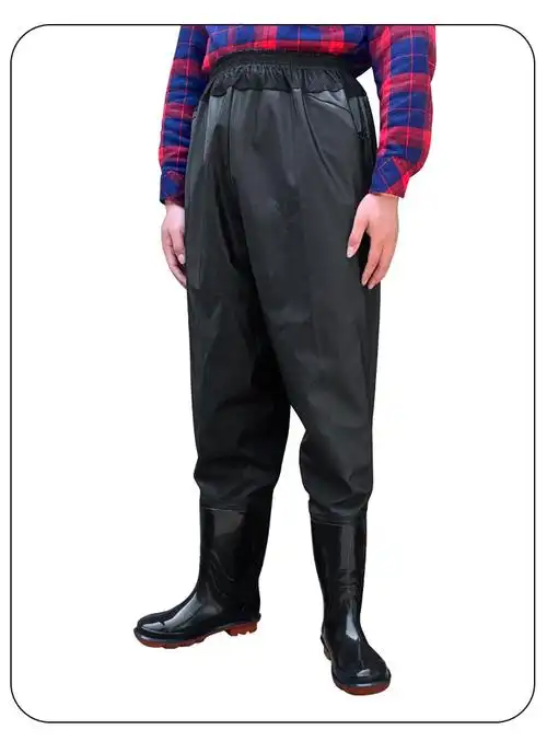 齐腰下水裤防水雨裤加厚水库捕鱼钓鱼衣服男连体雨鞋皮叉半身渔裤