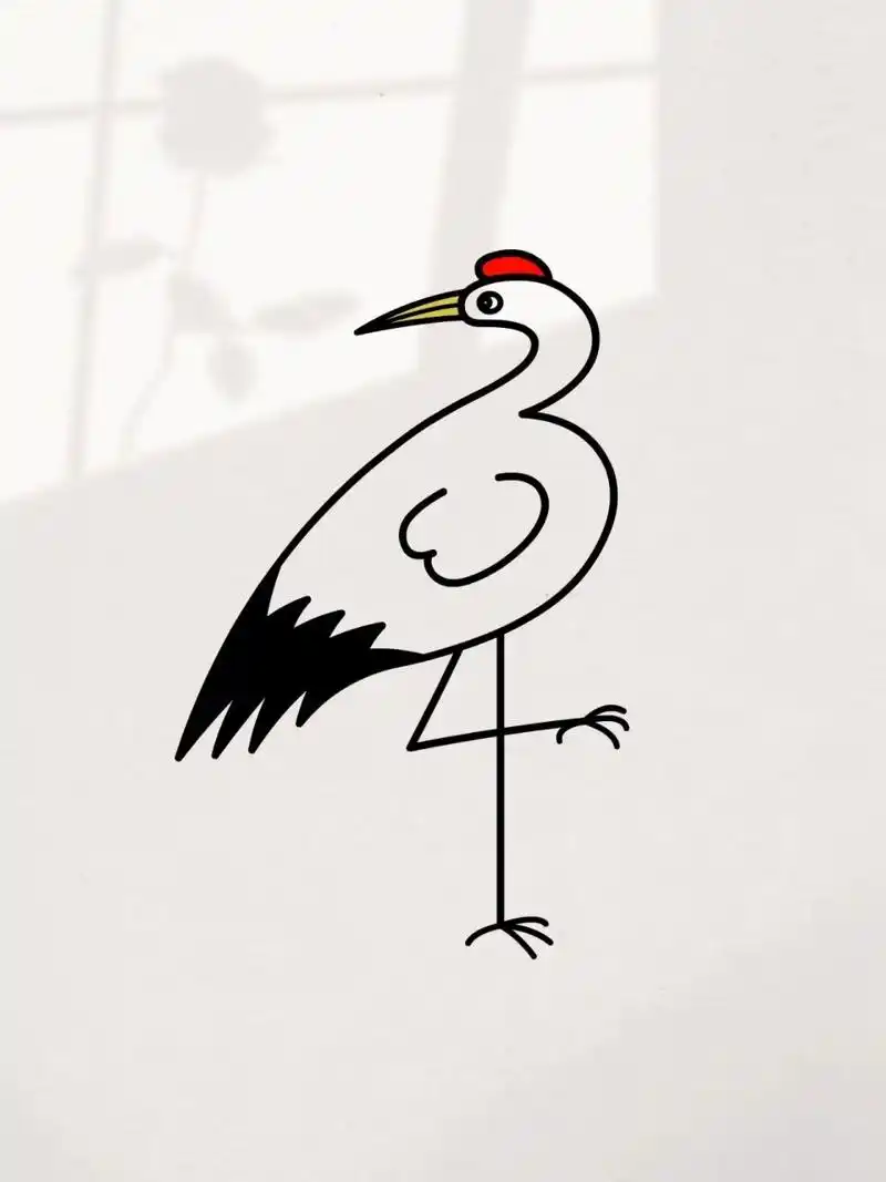 数字3和4画丹顶鹤简笔画,你学会了吗?