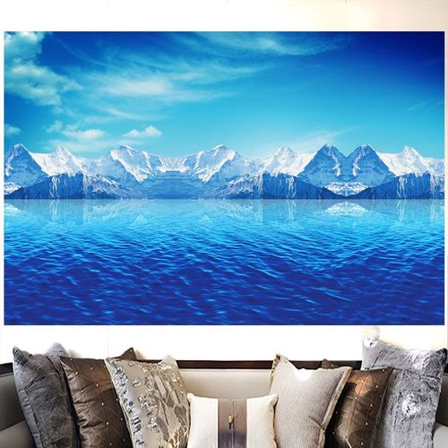 冰山冰川风景画客厅沙发背景墙山川招财风水装饰画海报自粘墙贴画