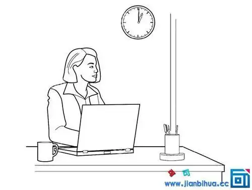 老板坐办公室简笔画