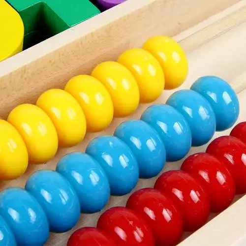 实木多功能儿童数学教具算术玩具小学一年级学具盒计算架算盘套装