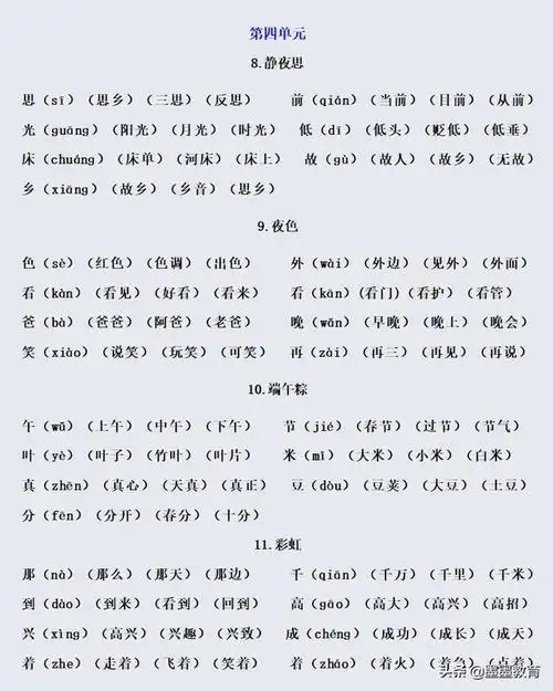 字组成词语,和字可以组成什么词语呢(一年级下册语文:全册生字组词)