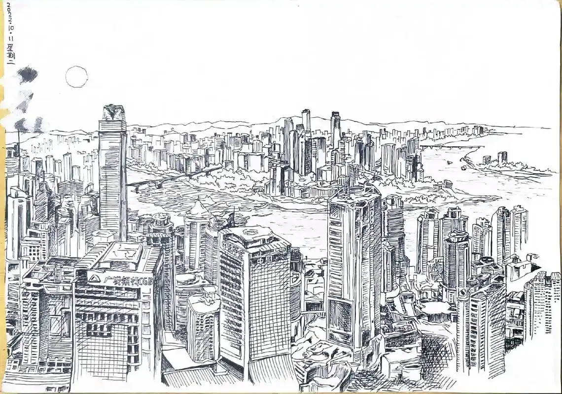 城市群手绘(库存)#建筑手绘 #风景写生 #原创手绘 - 抖音