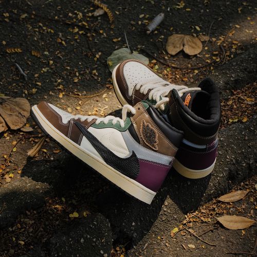 nike air jorda 1 aj1拼接黑棕倒钩og氧化做旧高帮篮球鞋球鞋定制