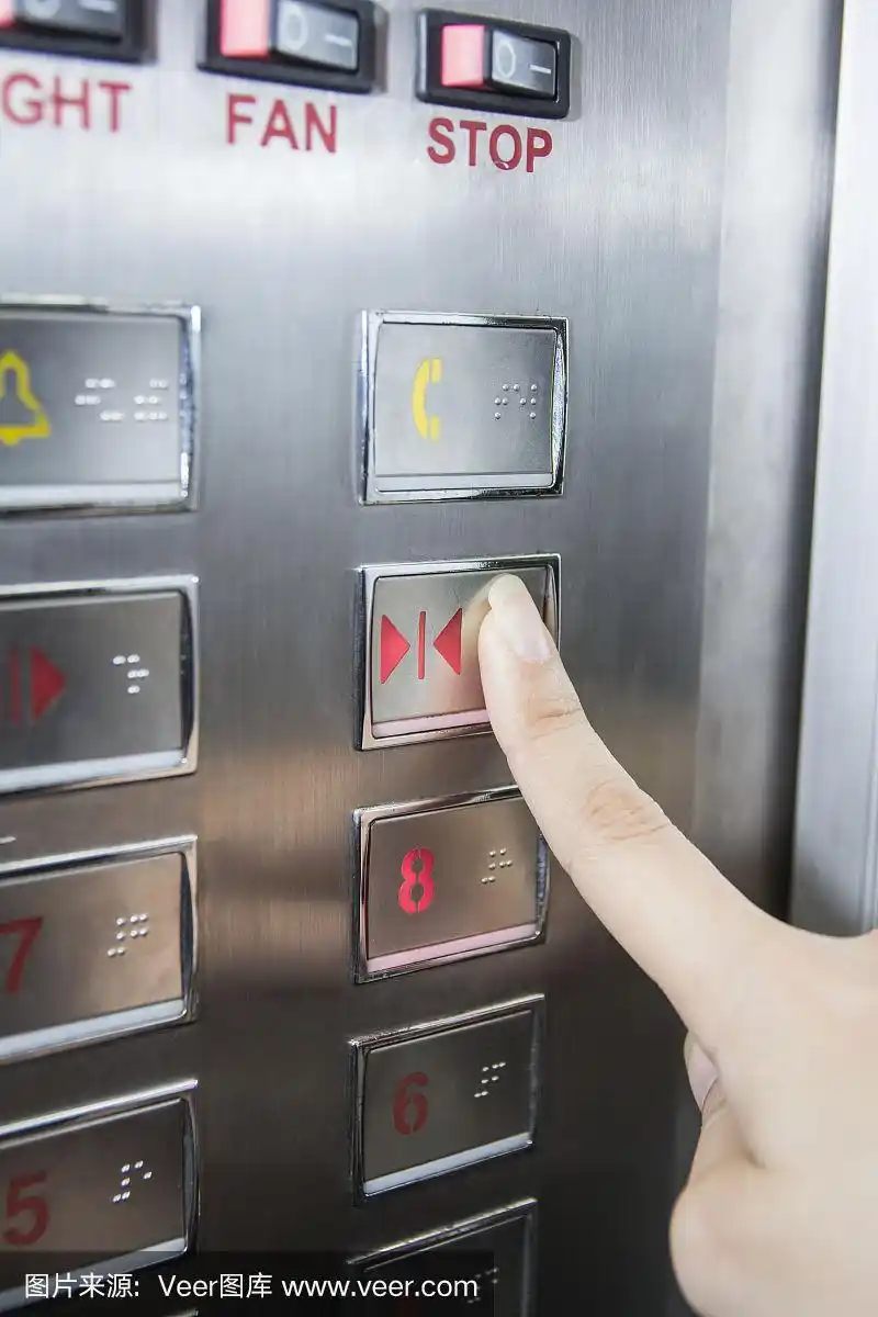 在电梯内用手按开门按钮
