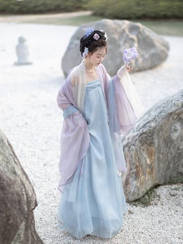 唐制汉服女款成人坦领齐胸襦裙大袖古装广袖流仙裙日常小个子全套