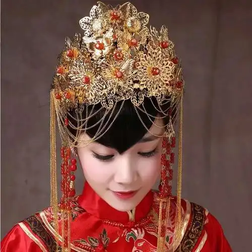 古装桃心大小桃形心形秀禾花苞辫子儿童舞蹈表演前额假