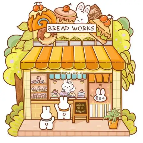 蛋糕店  #插画  #可爱插画  #兔兔
