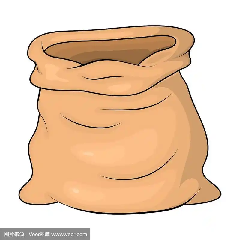 棕色粗麻袋矢量插图孤立在白色背景.2d游戏ui模板.