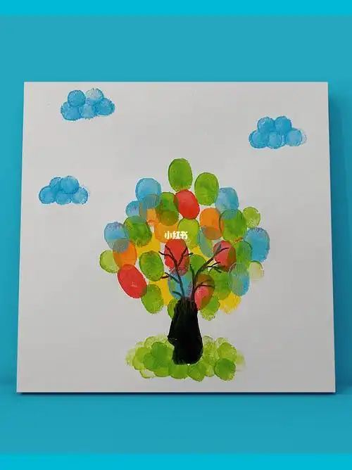 儿童手指画彩色的大树超简单零基础绘画